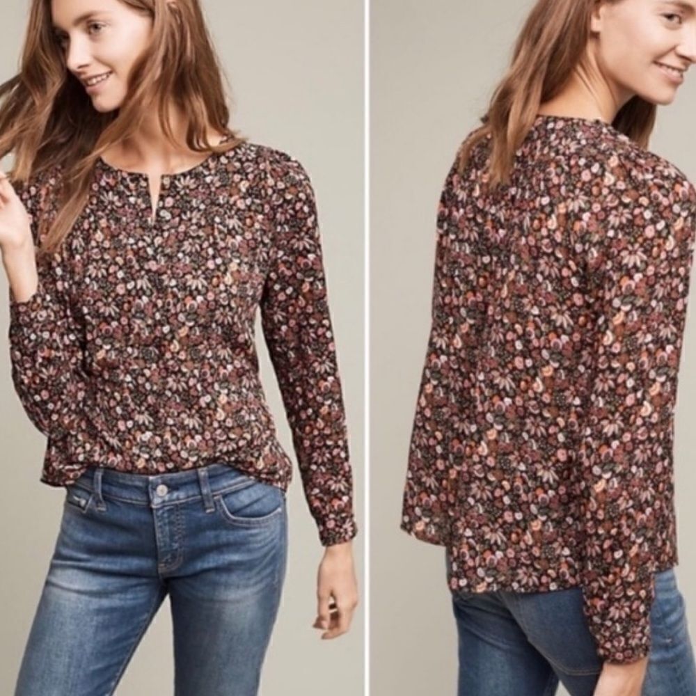 Anthropologie Maeve Orli Bibben Floral Button Blouse Size Small